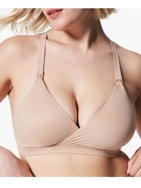 SPANX BRALLELUJAH Mama Nursing Bra Comfort Wireless Pullover Maternity Nude Sz S